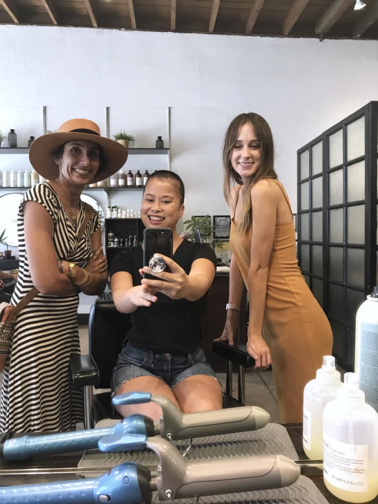 Lindsey with friends at hair salon